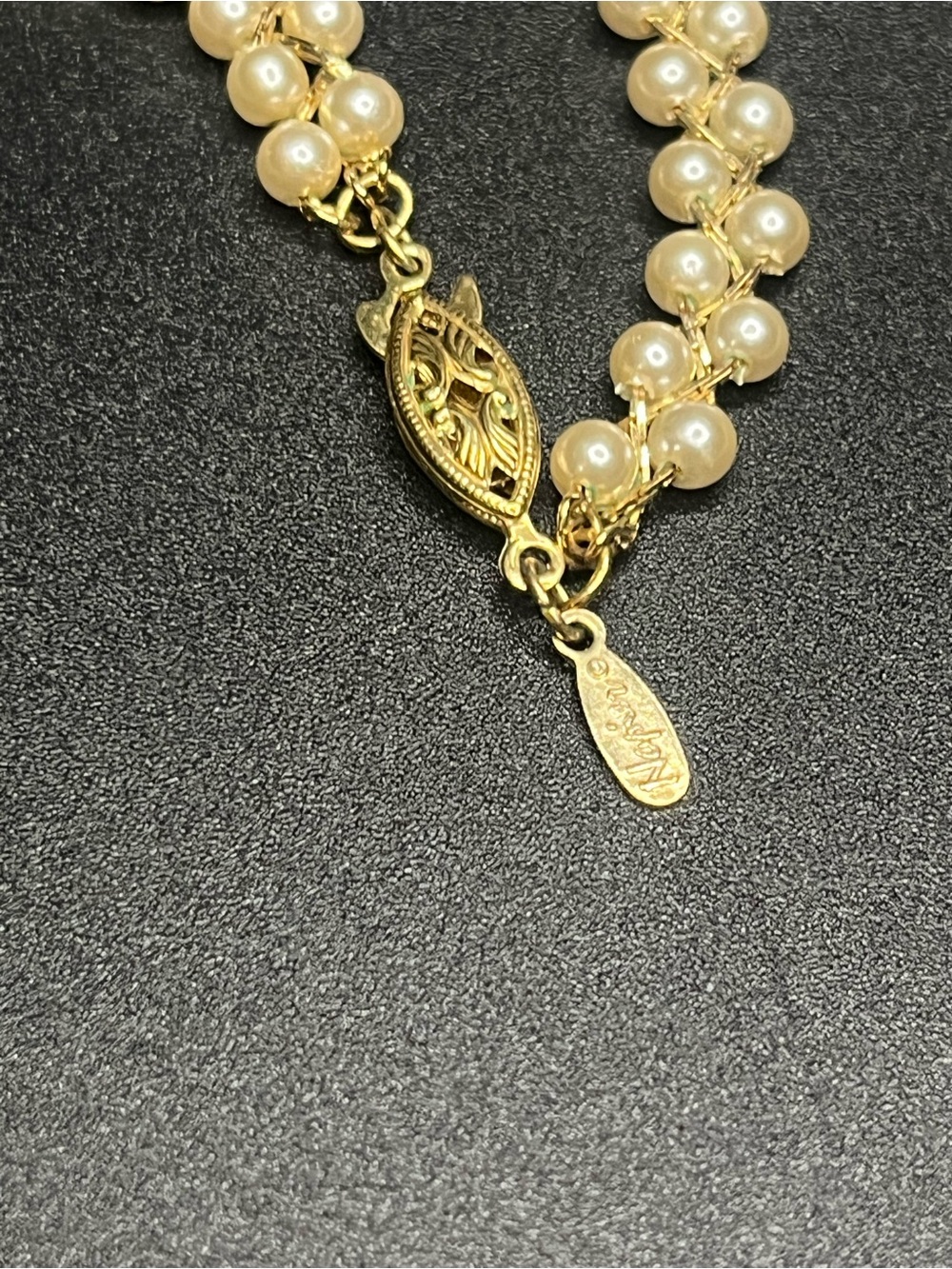 Vintage Napier Faux Pearl Woven Statement Necklace. - Picture 7 of 9